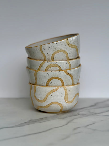 WHITE ABSTRACT BOWL - RAW RIM