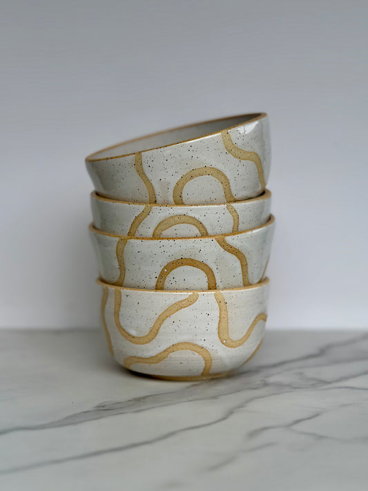 WHITE ABSTRACT BOWL - RAW RIM