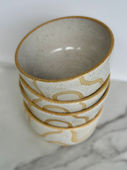 WHITE ABSTRACT BOWL - RAW RIM