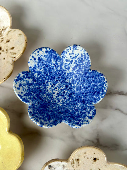 FLOWER TRINKET DISH - BLUE SPLATTERWARE