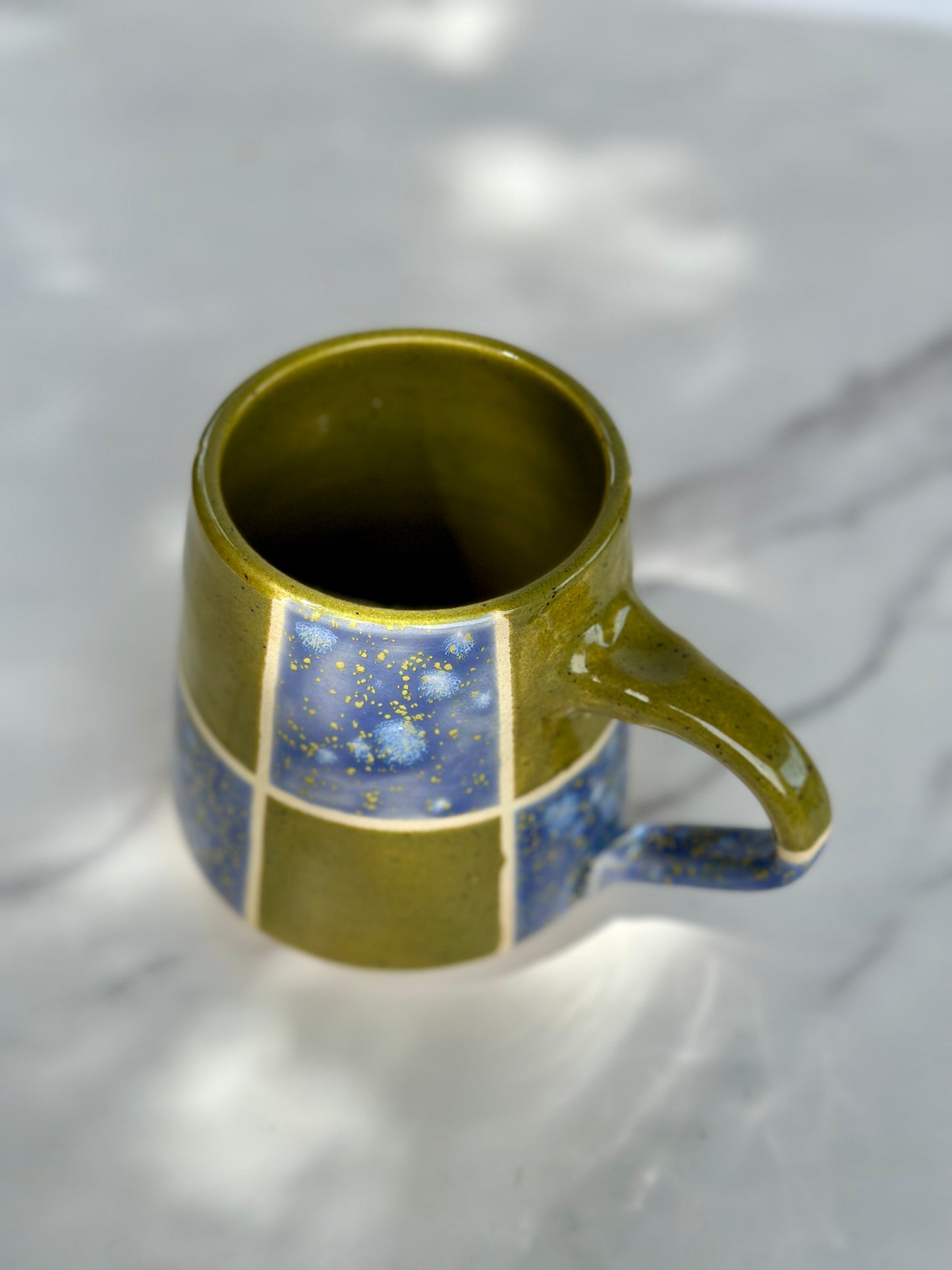GREEN AND PURPLE CHECKER MUG