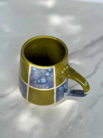 GREEN AND PURPLE CHECKER MUG